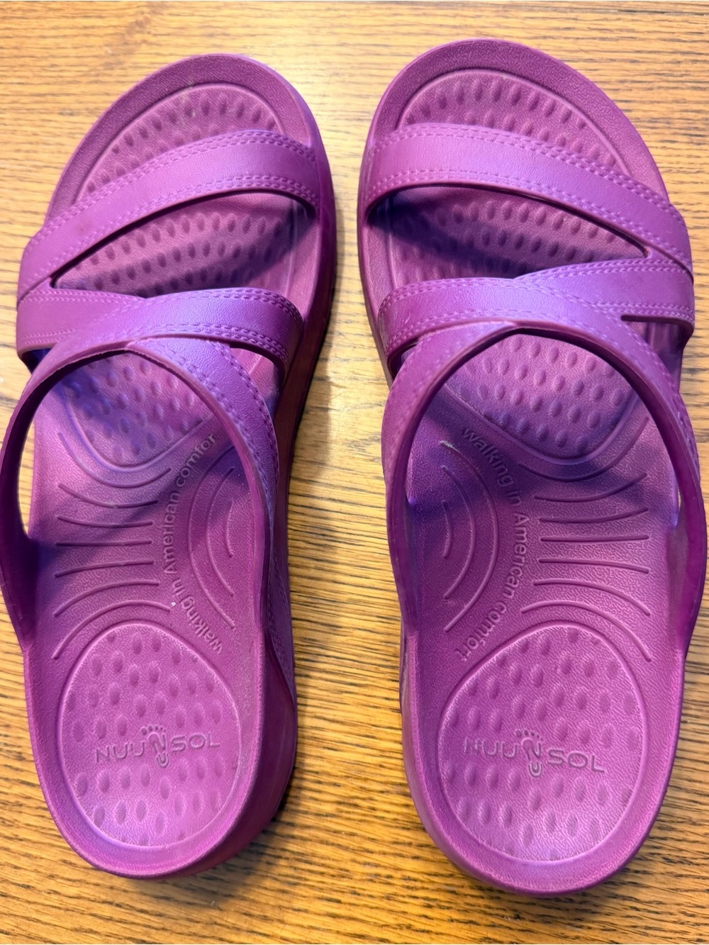 NUU SOL Pink Rose Purple Walkable Comfort Slip-On Sandals - Picture 2 of 13